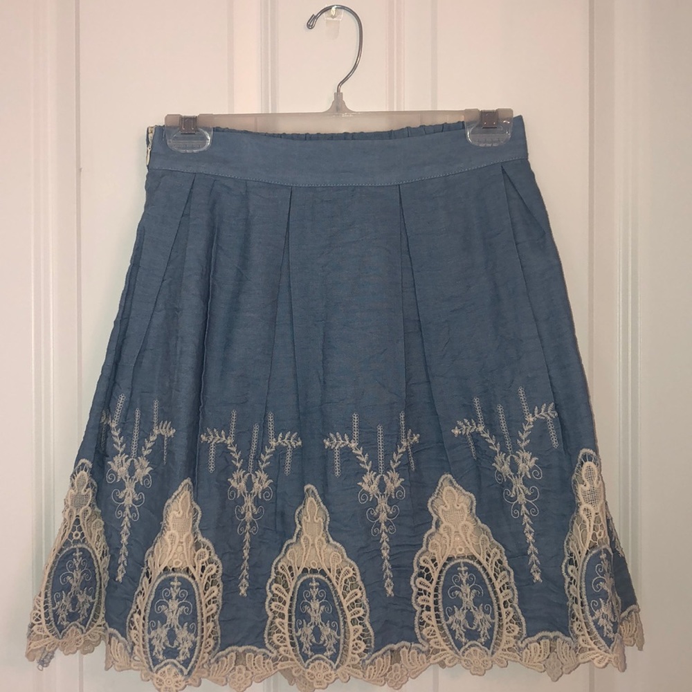 Mini skirt side zipper elastic waist in back